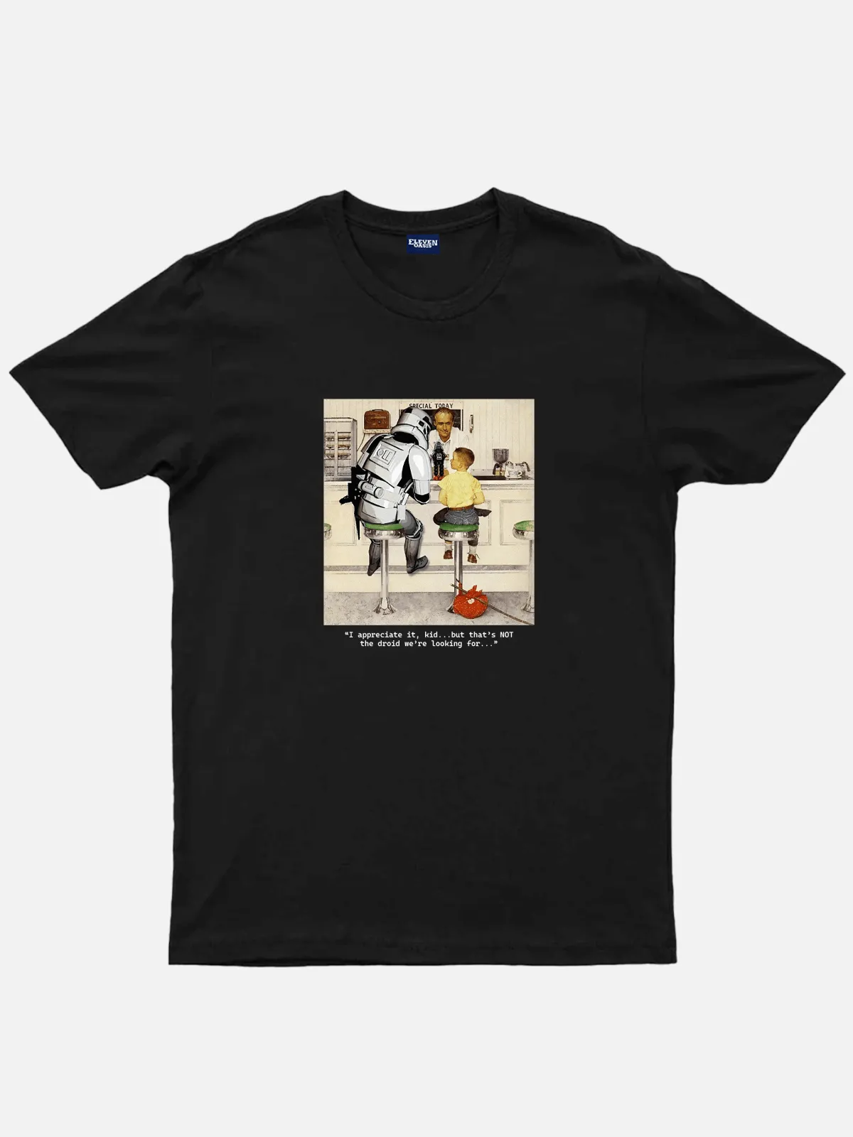 Star Wars Stormtrooper Toy Droid Diner Scene Cotton T-Shirt sold by Eleven Oasis