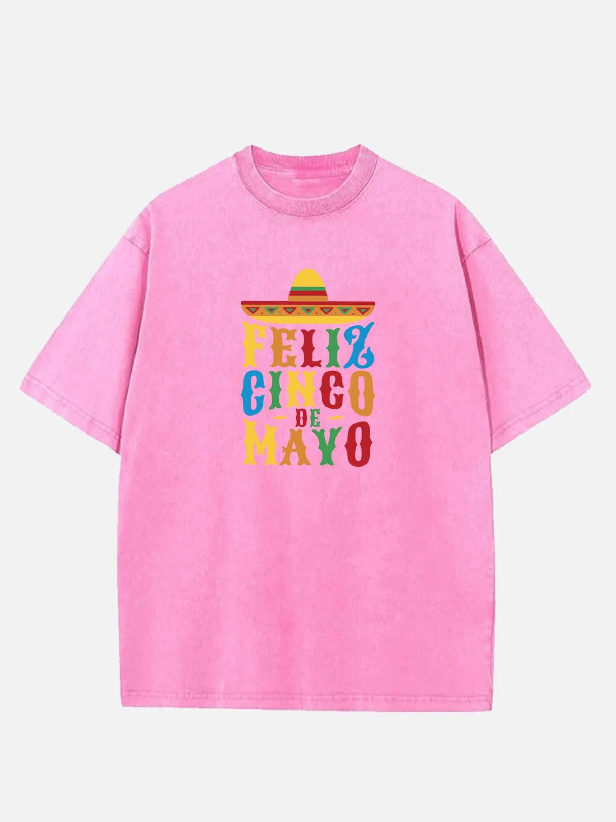 Feliz Cinco de Mayo Colorful Sombrero Acid Wash Cotton T-Shirt sold by Eleven Oasis product image thumbnail 5