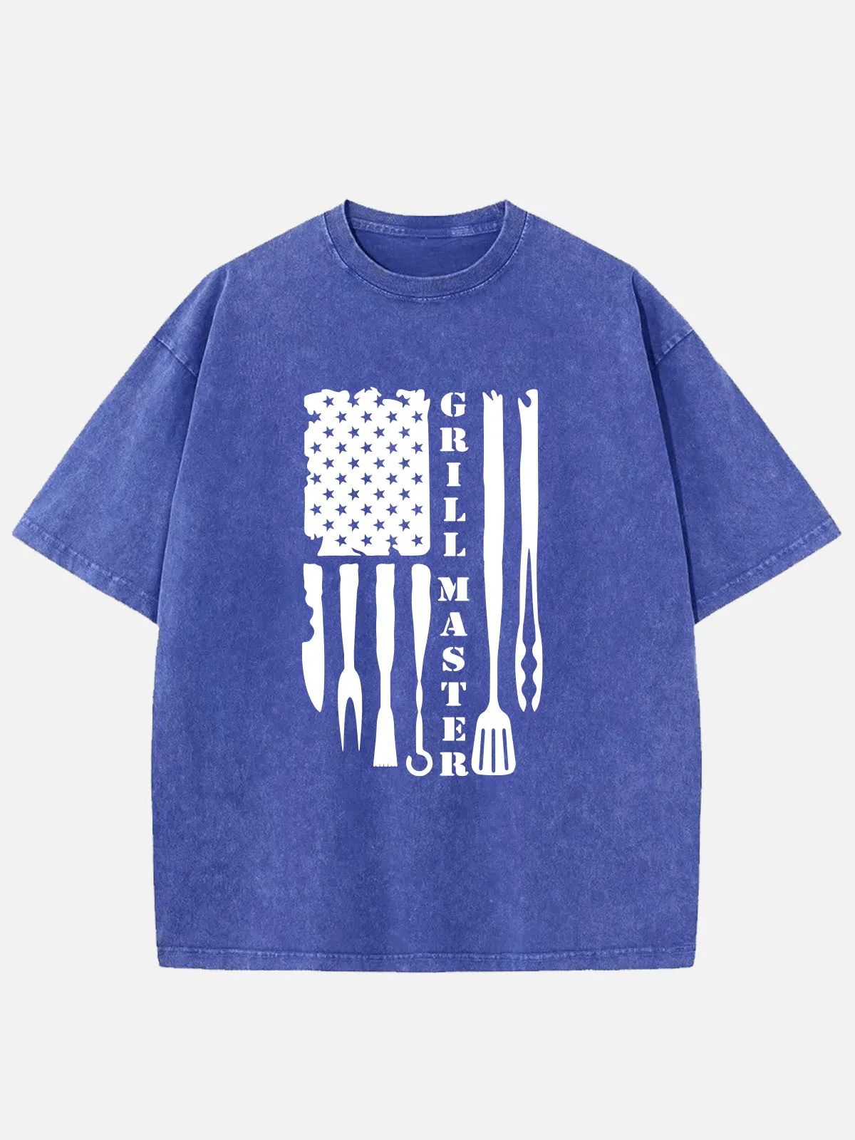 Grill Master BBQ American Flag Acid Wash Cotton T-Shirt sold by Eleven Oasis product image thumbnail 2