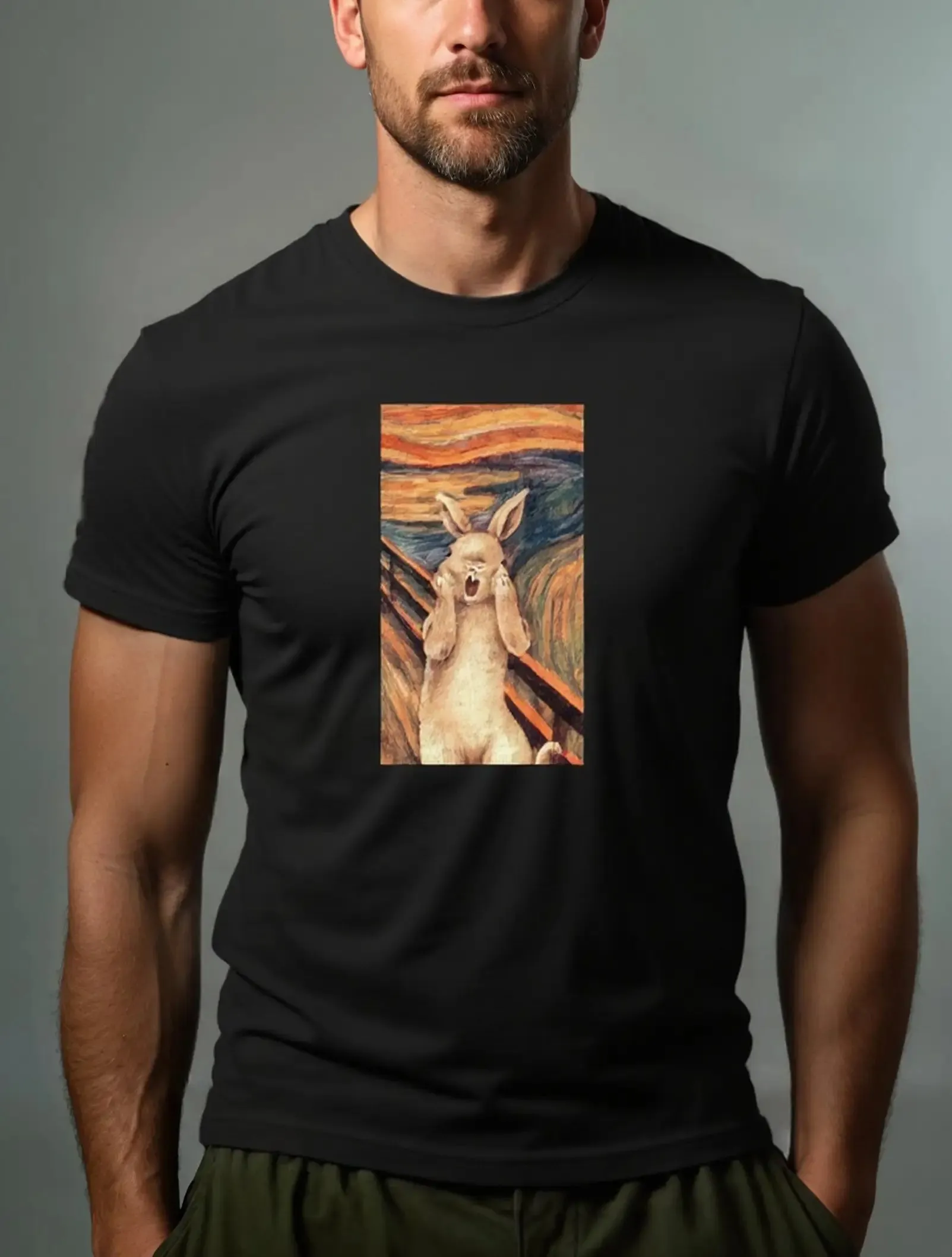 Easter Bunny Scream Art Parody Cotton T-Shirt sold by Eleven Oasis product image thumbnail 2