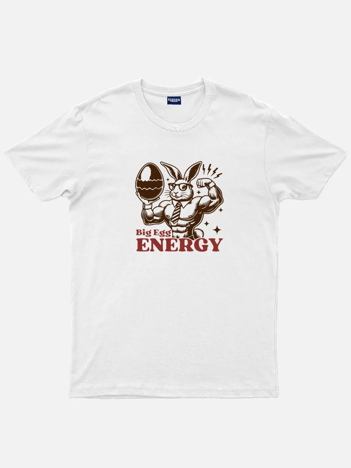 Easter Muscle Bunny Big Egg Energy Cotton T-Shirt sold by Eleven Oasis product image thumbnail 3