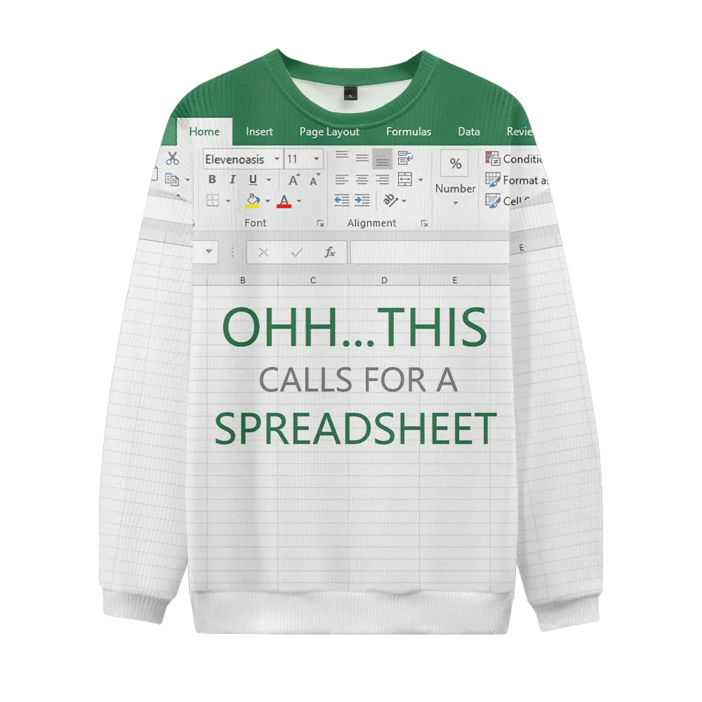 Office Humor Excel Spreadsheet Sweatshirt sold by Eleven Oasis