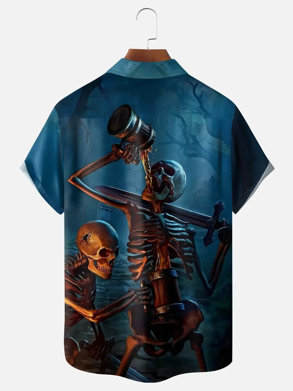 Men's Skeleton Drinking Party Short Sleeve Shirt sold by Eleven Oasis product image thumbnail 2