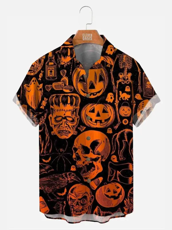 Men's Halloween Horror Icons Short Sleeve Shirt sold by Eleven Oasis