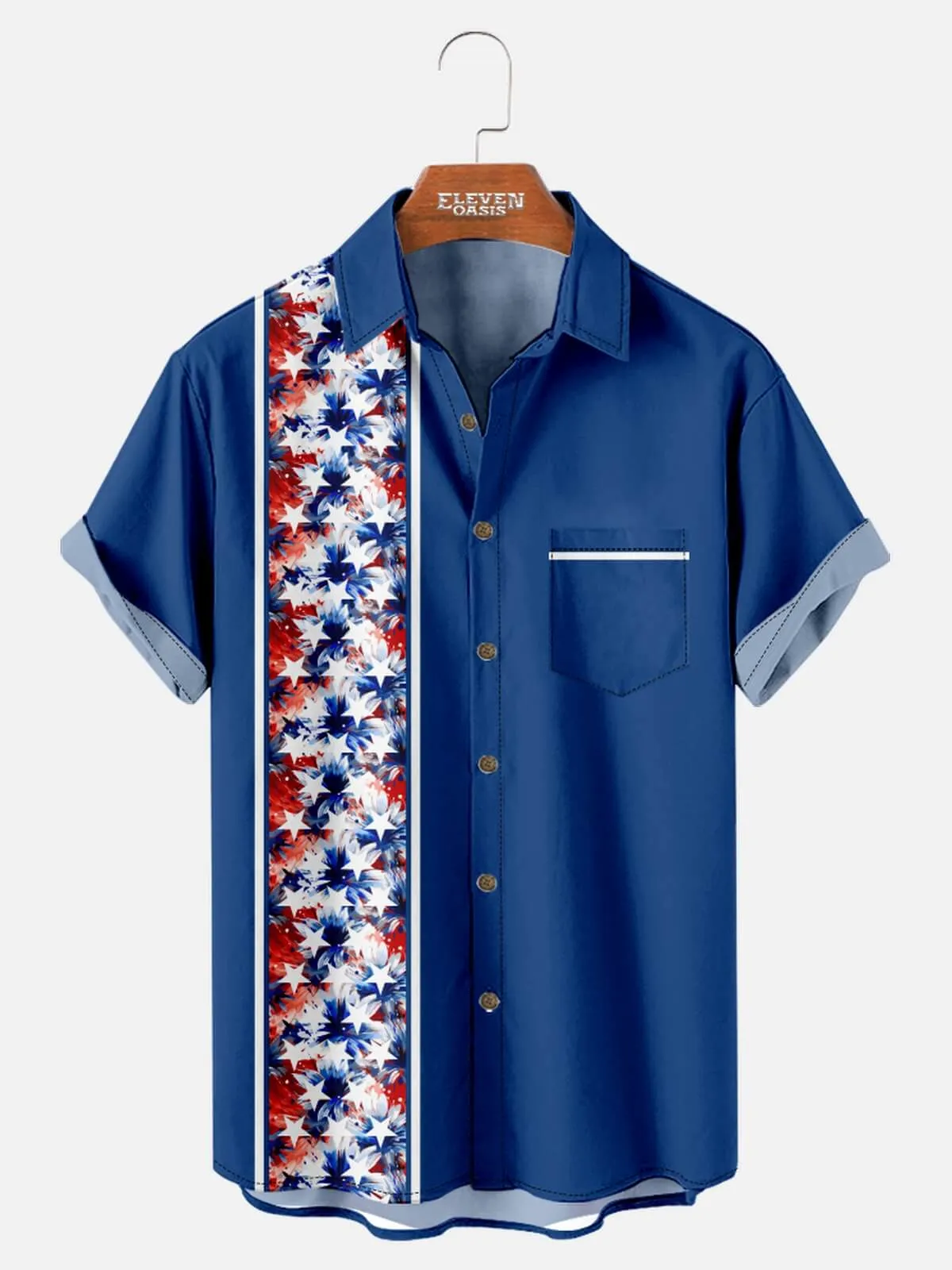 Tall Men's Patriotic Floral Panel Short Sleeve Shirt sold by Eleven Oasis product image thumbnail 2