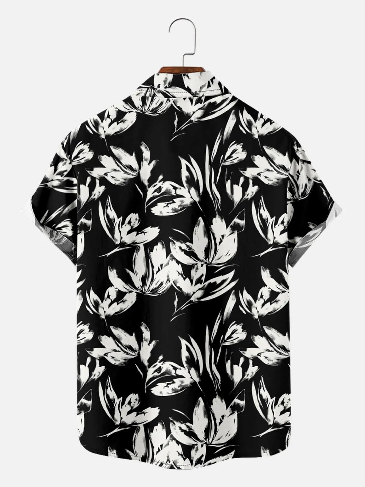 Men's Monochrome Floral Pattern Short Sleeve Shirt sold by Eleven Oasis product image thumbnail 3