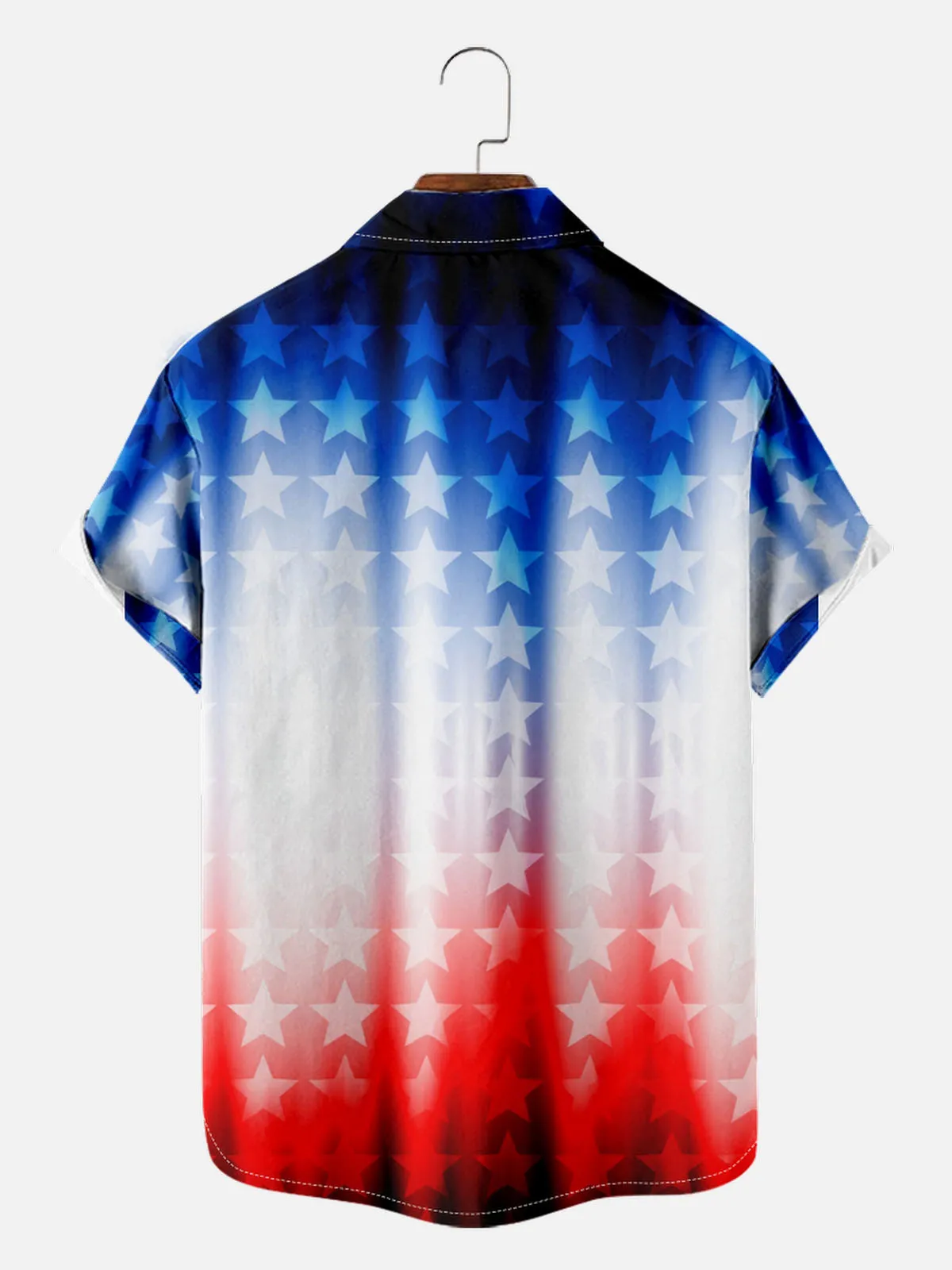 Tall Men's Gradient American Flag Stars Short Sleeve Shirt sold by Eleven Oasis product image thumbnail 3