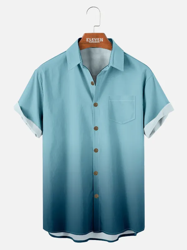 Tall Men's Gradient Ombre Short Sleeve Shirt sold by Eleven Oasis