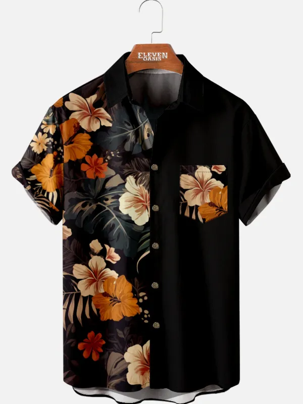 Men's Hawaii Retro Tropical Flora Short Sleeve Shirt sold by Eleven Oasis
