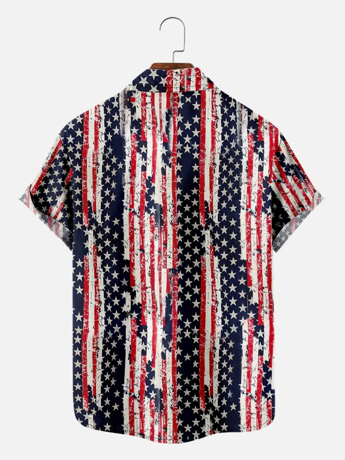 Tall Men's Distressed Stars & Stripes Hawaiian Short Sleeve Shirt sold by Eleven Oasis product image thumbnail 2