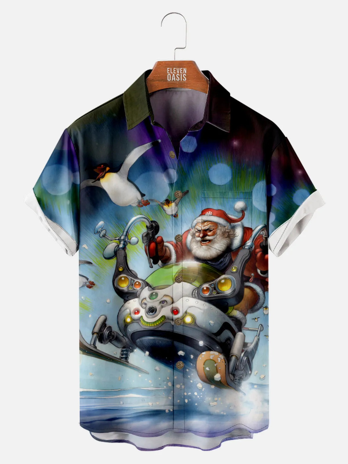 Tall Men's Santa Jet Ski Ride Christmas Short Sleeve Shirt sold by Eleven Oasis