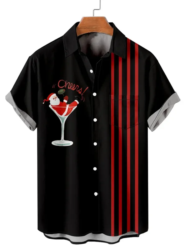 Tall Men's Cheers Santa Short Sleeve Shirt sold by Eleven Oasis