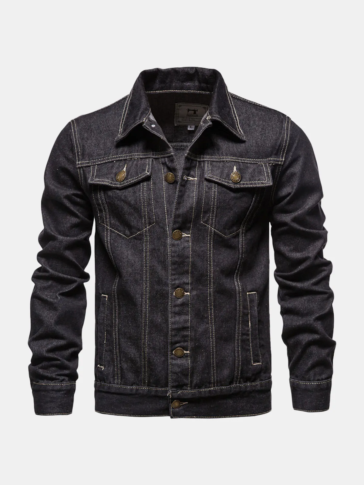 Men's Classic Button Denim Jacket sold by Eleven Oasis product image thumbnail 2