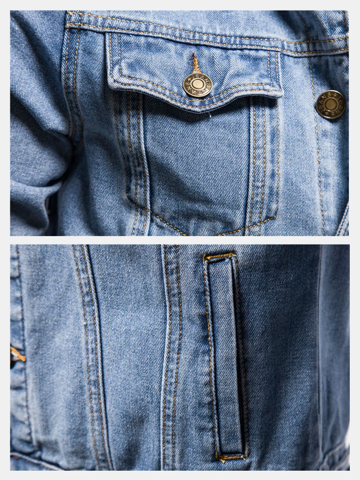 Men's Classic Button Denim Jacket sold by Eleven Oasis product image thumbnail 4