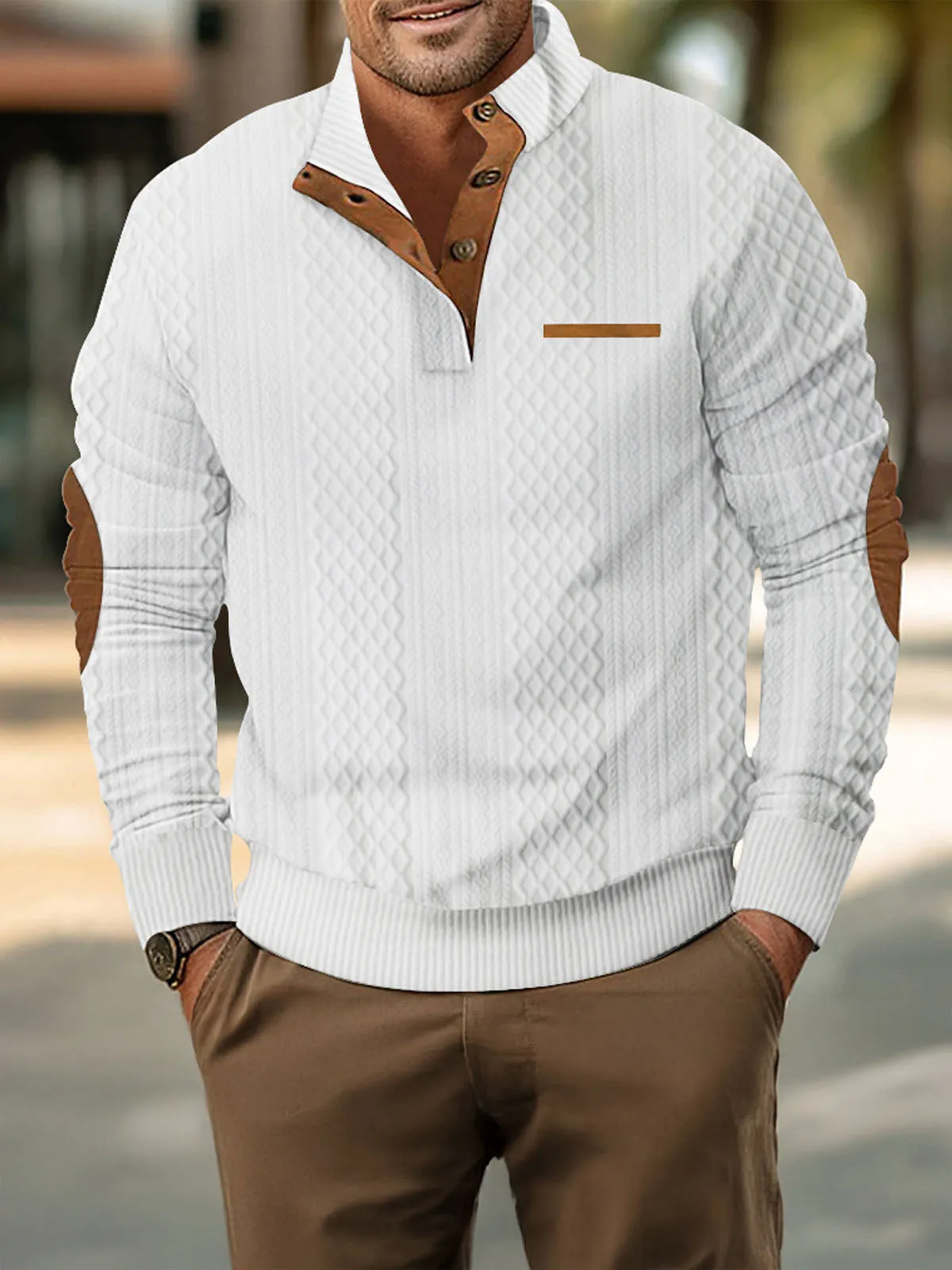 Men's Cable Knit Pullover Sweatshirt sold by Eleven Oasis product image thumbnail 3