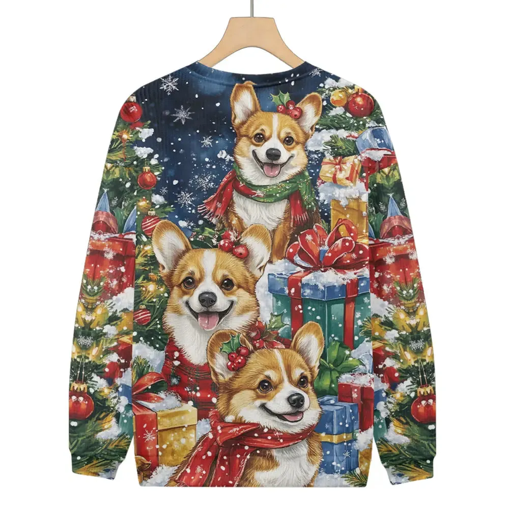 Christmas Corgis Surrounded by Presents Knitted Sweatshirt sold by Eleven Oasis product image thumbnail 2