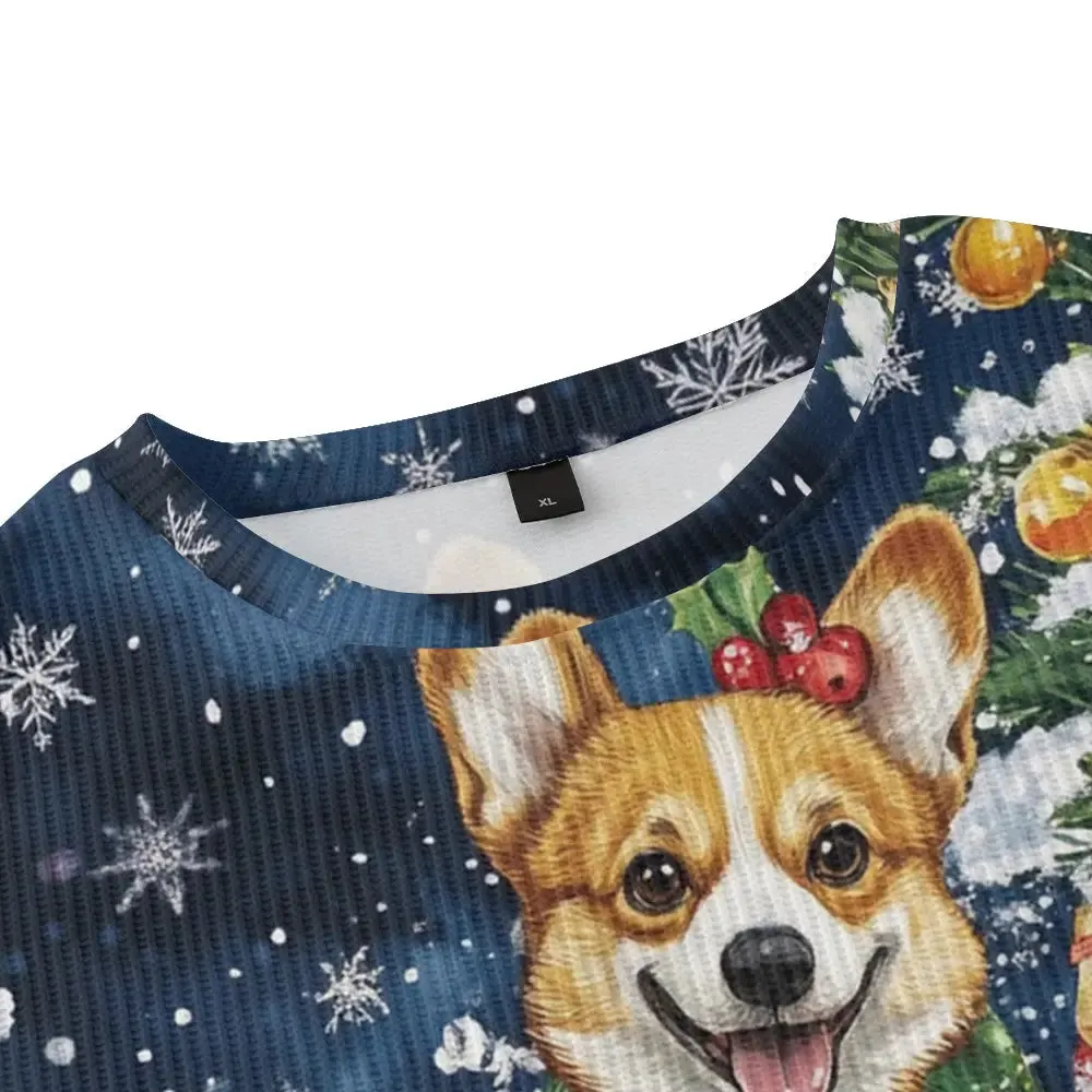 Christmas Corgis Surrounded by Presents Knitted Sweatshirt sold by Eleven Oasis product image thumbnail 4