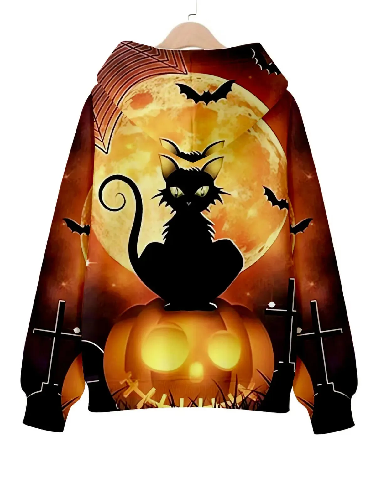 Halloween Moonlit Cat and Pumpkin Hoodie sold by Eleven Oasis product image thumbnail 2