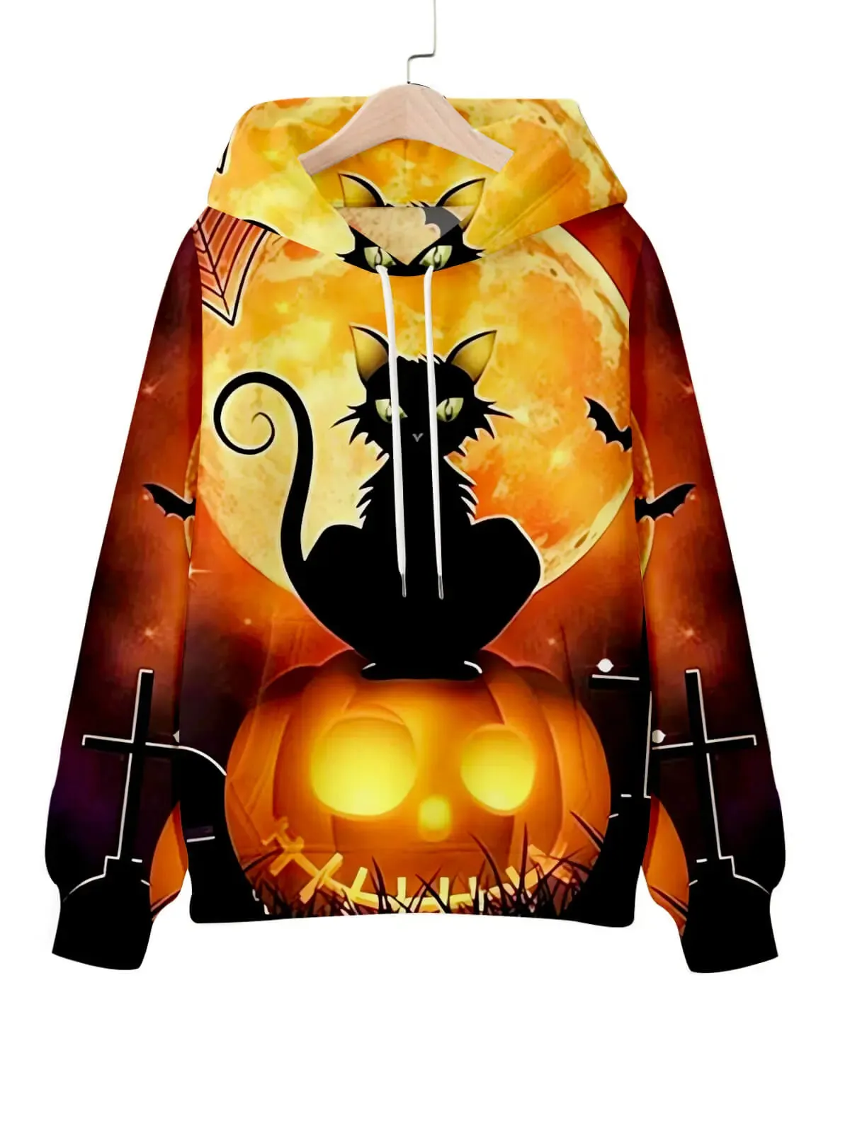 Halloween Moonlit Cat and Pumpkin Hoodie sold by Eleven Oasis
