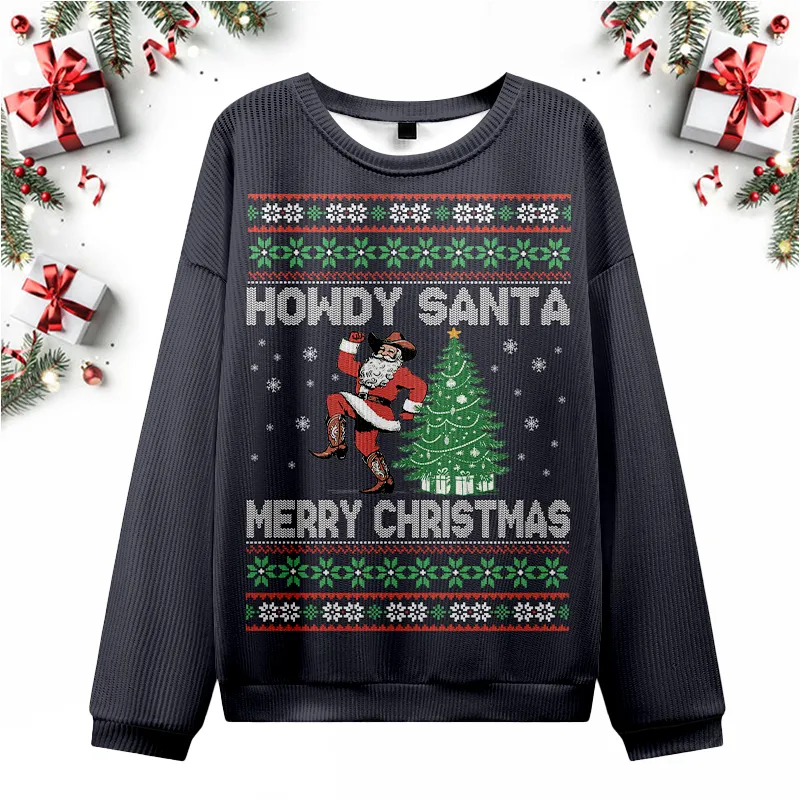 Howdy Santa Merry Xmas Ugly Christmas Sweater sold by Eleven Oasis