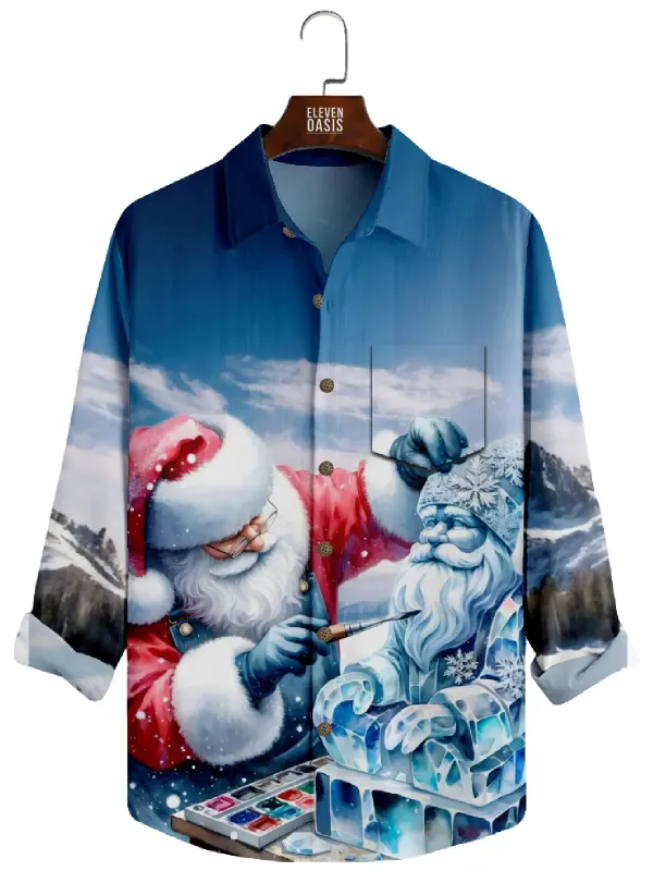Men's Santa Ice Sculptor Long Sleeve Shirt sold by Eleven Oasis