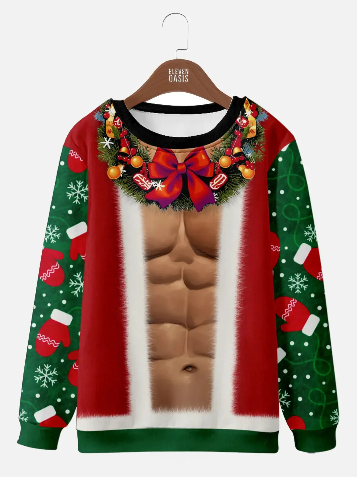 Ugly Christmas Sweater Sexy Santa Abs Sweatshirt sold by Eleven Oasis