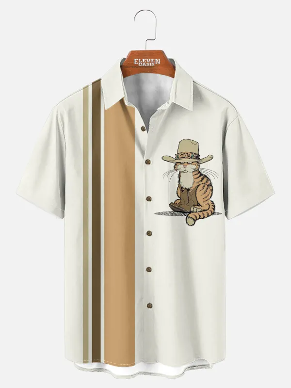 Tall Men's Cowboy Puss in Boots Short Sleeve Shirt sold by Eleven Oasis
