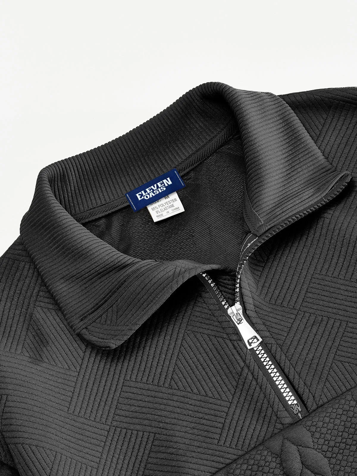 Men's Quarter-Zip Textured Pullover Sweatshirt sold by Eleven Oasis product image thumbnail 4