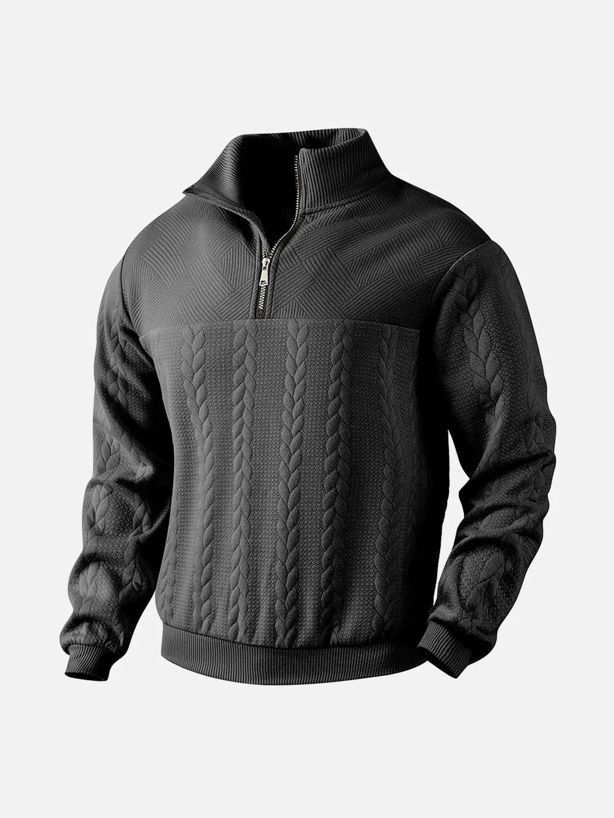 Men's Quarter-Zip Textured Pullover Sweatshirt sold by Eleven Oasis