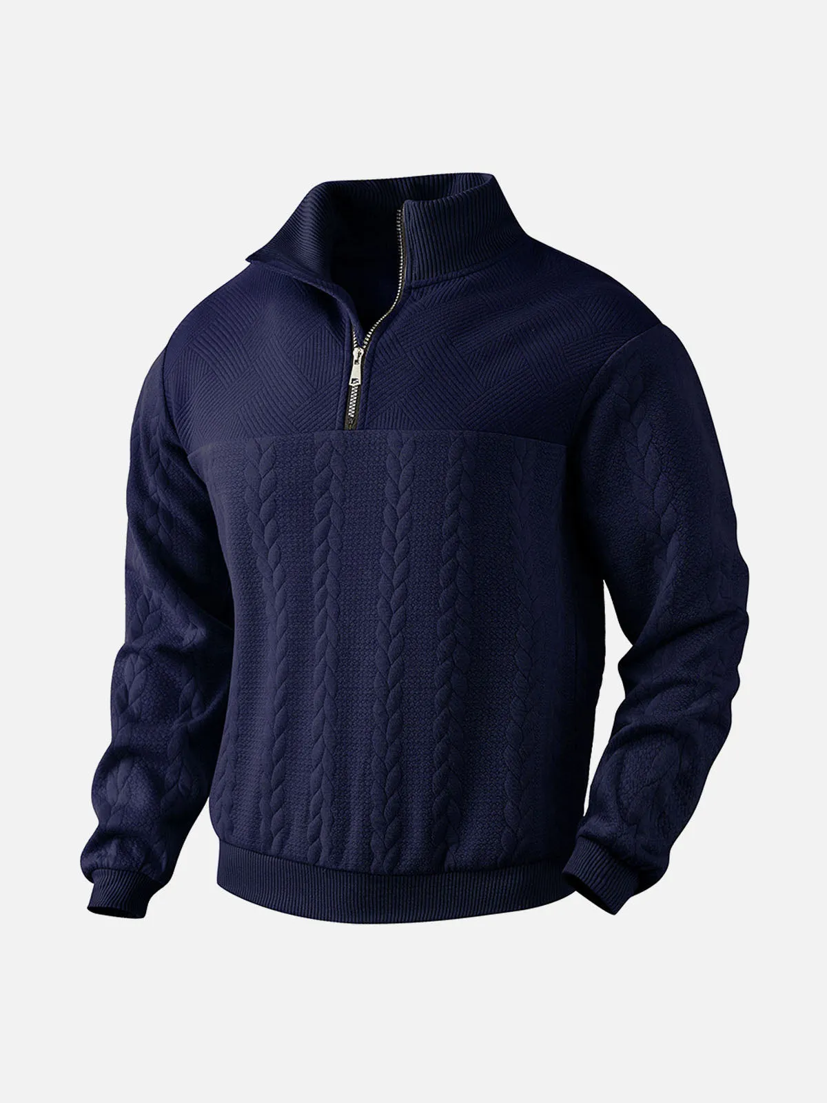 Men's Quarter-Zip Textured Pullover Sweatshirt sold by Eleven Oasis product image thumbnail 2