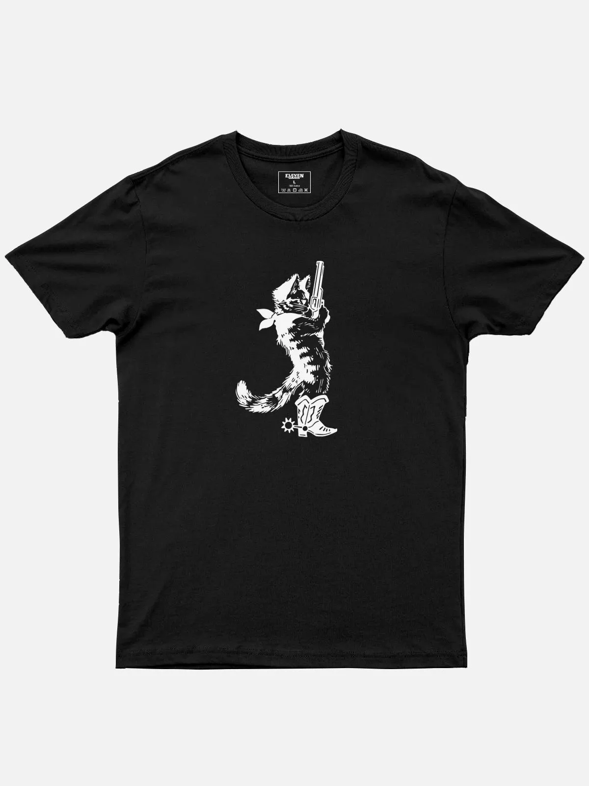 Cowboy Cat Bandit Cotton T-Shirt sold by Eleven Oasis