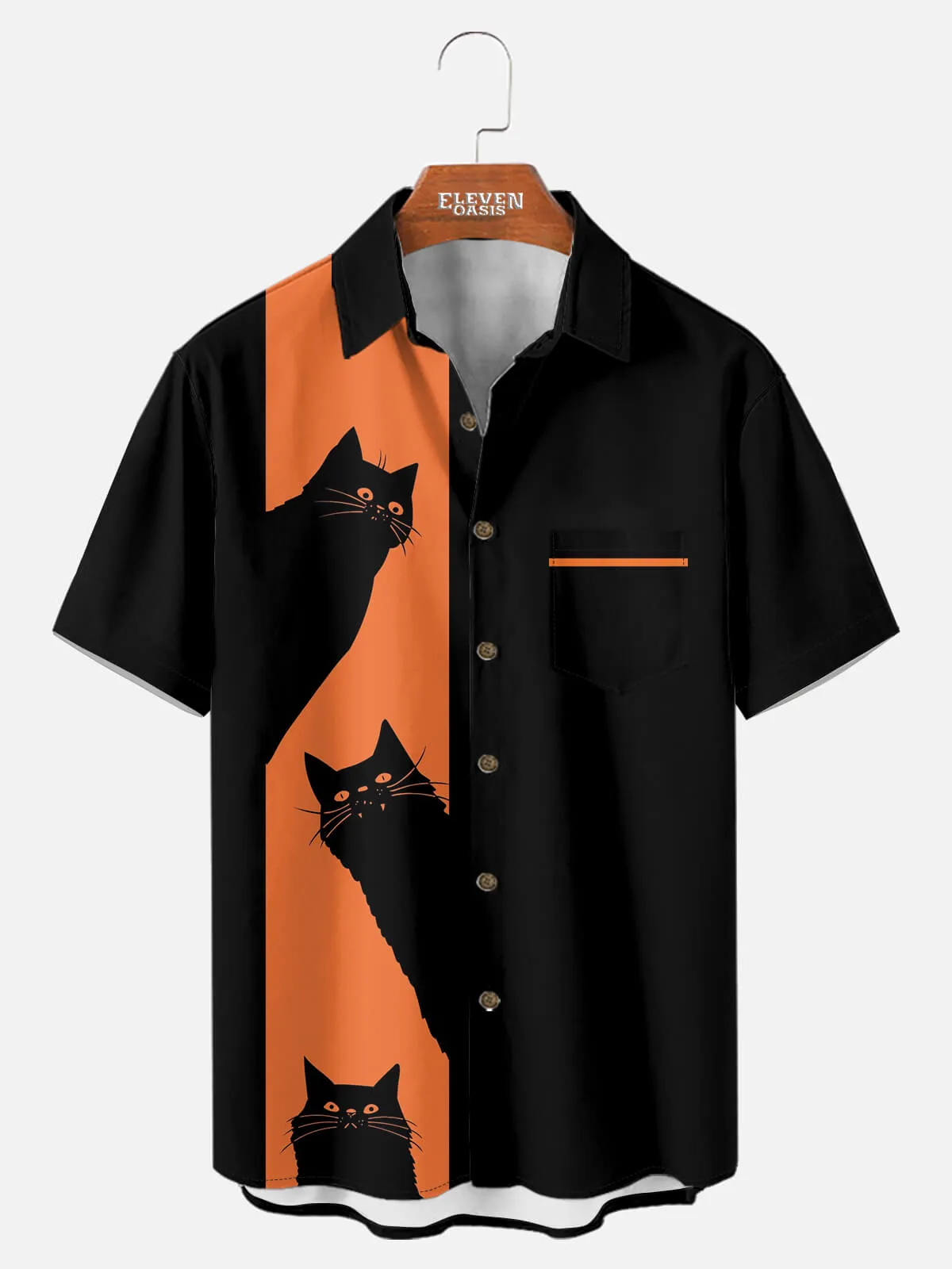 Men's Black Cat Short Sleeve Shirt sold by Eleven Oasis product image thumbnail 2
