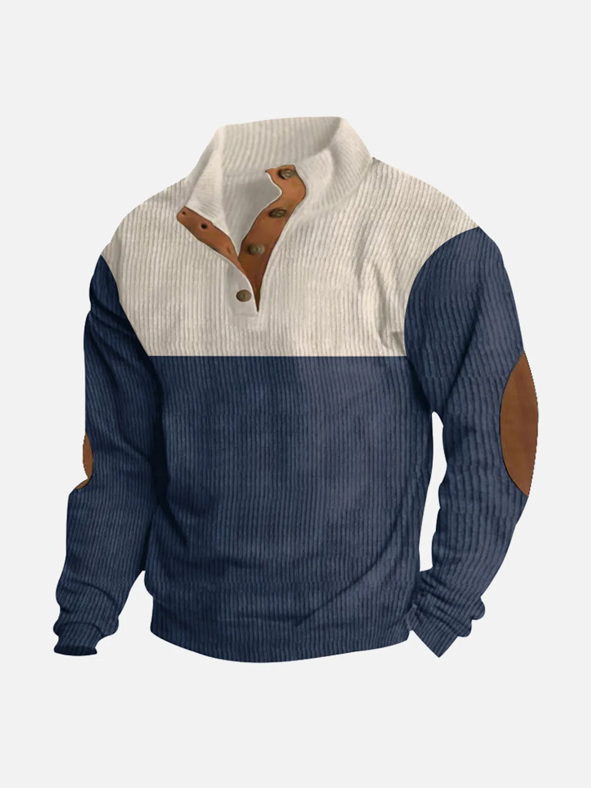 Men's Colorblock Henley Pullover Sweatshirt sold by Eleven Oasis product image thumbnail 2