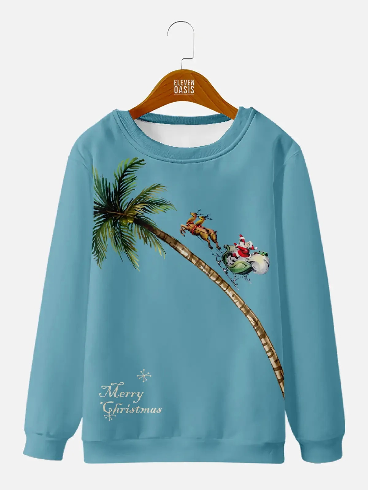 Palm Tree Santa Tropical Ride Crew Sweatshirt sold by Eleven Oasis product image thumbnail 5