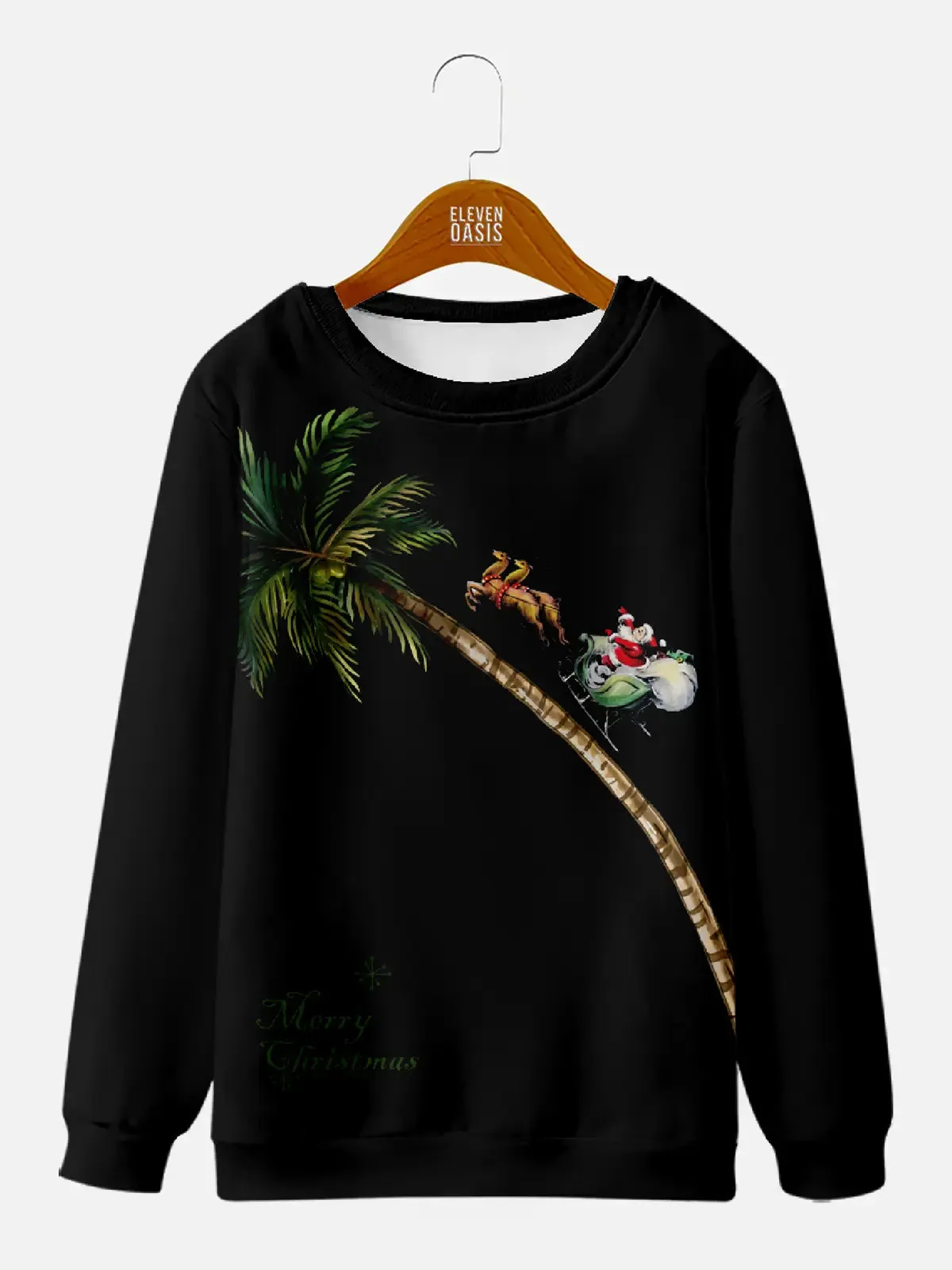 Palm Tree Santa Tropical Ride Crew Sweatshirt sold by Eleven Oasis