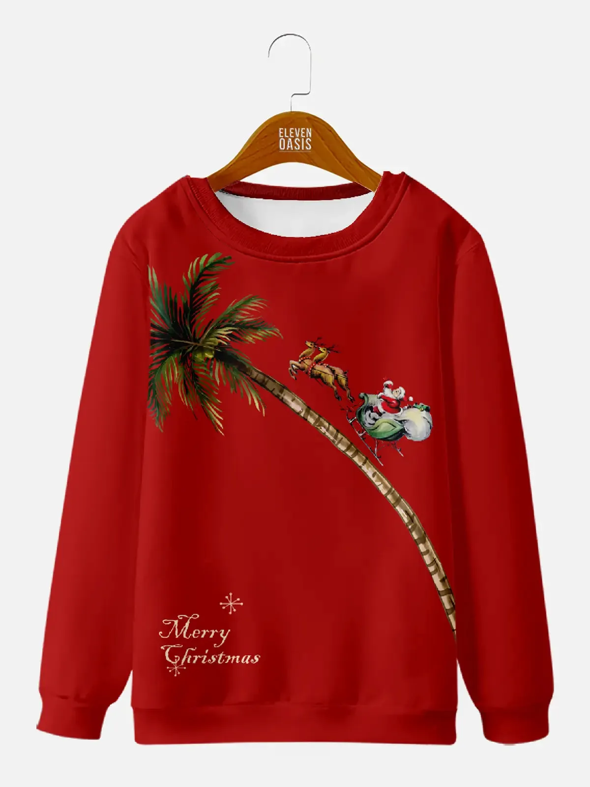Palm Tree Santa Tropical Ride Crew Sweatshirt sold by Eleven Oasis product image thumbnail 3