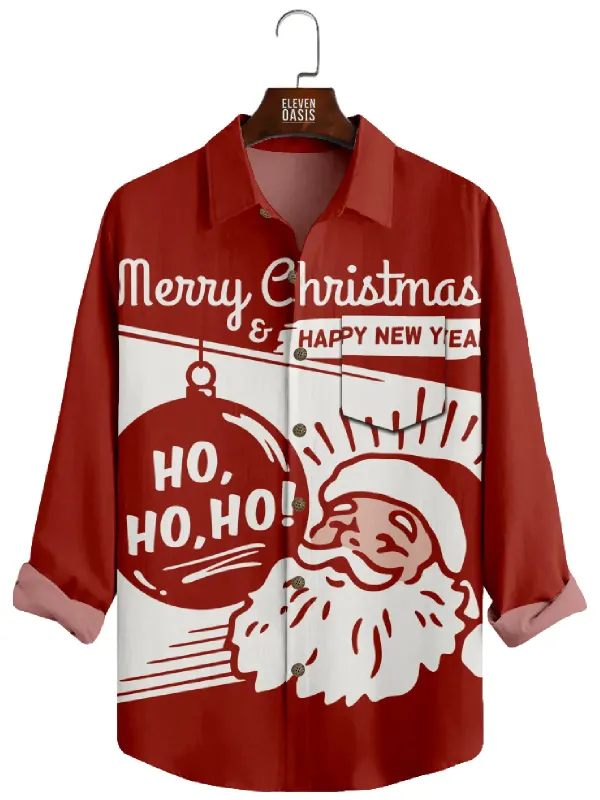 Men's Merry Christmas and Happy New Year  Long Sleeve Shirt sold by Eleven Oasis
