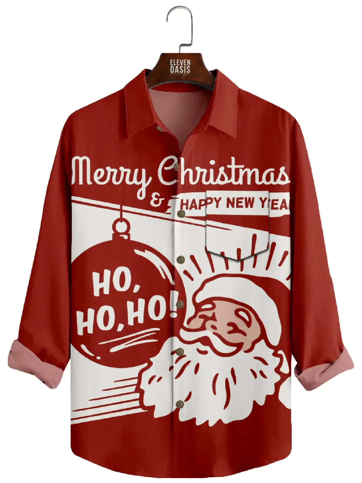 Men's Merry Christmas and Happy New Year Long Sleeve Shirt sold by Eleven Oasis
