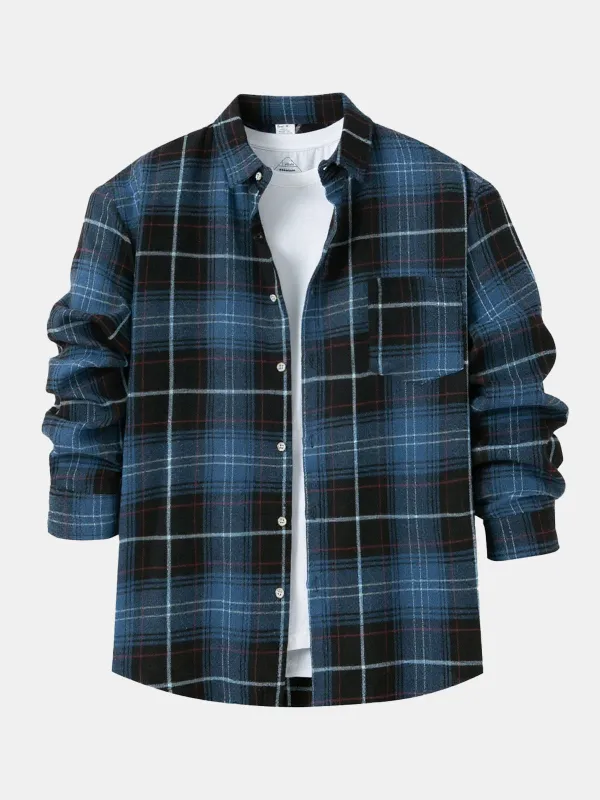 Men's Button-Down Plaid Long Sleeve Shirt sold by Eleven Oasis
