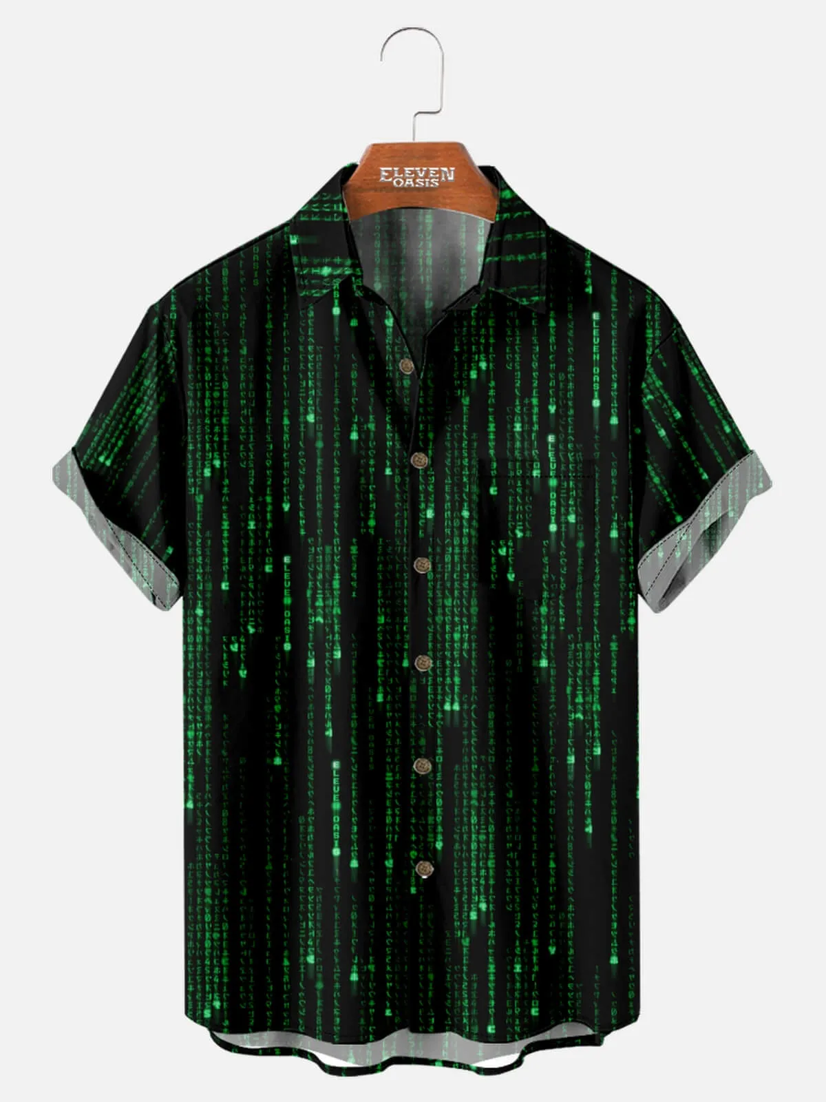 Men's Matrix Code Movie Short Sleeve Shirt sold by Eleven Oasis