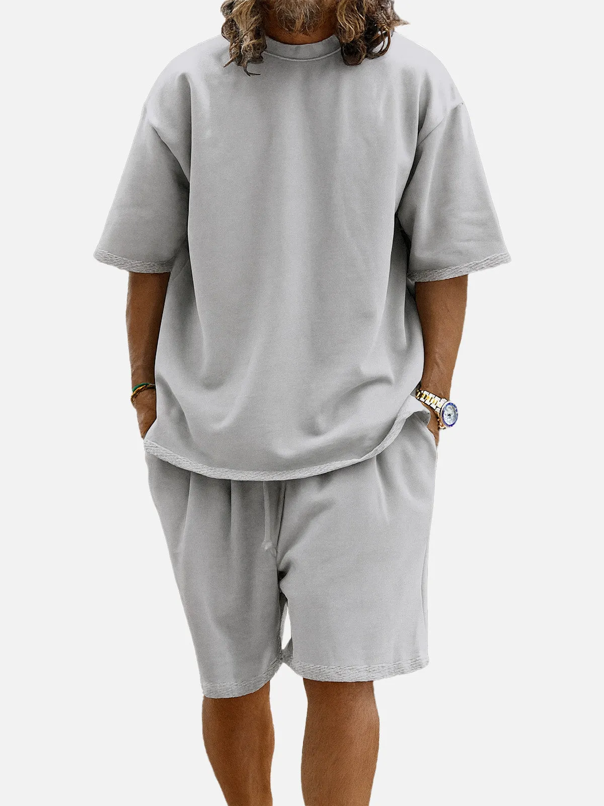 Men's Casual Two-Piece Short Sleeve Shirt and Shorts Set sold by Eleven Oasis