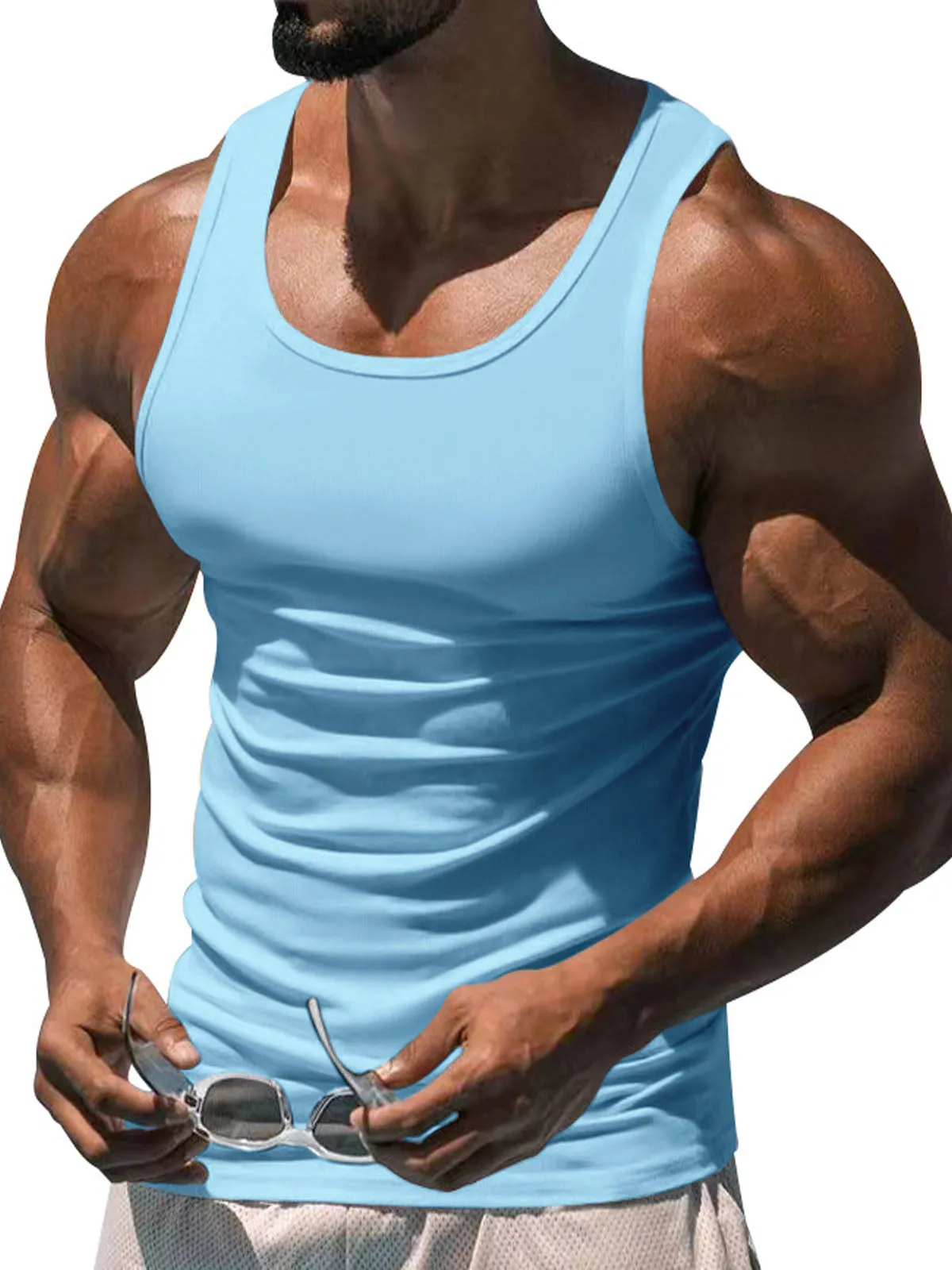 Men's Solid Color Slim Fit Tank Top sold by Eleven Oasis product image thumbnail 4