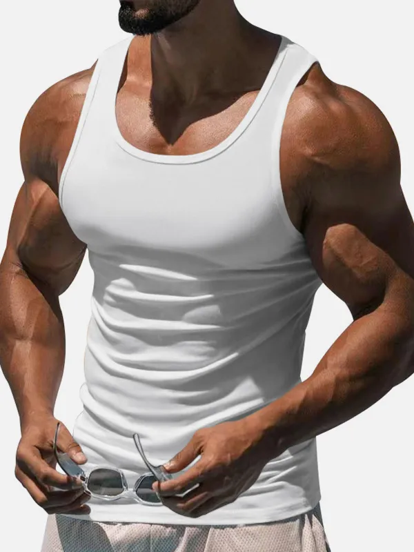 Men's Solid Color Slim Fit Tank Top sold by Eleven Oasis