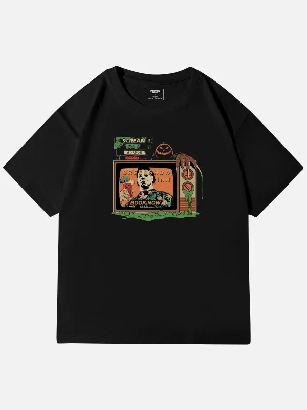 Creepshow Inn Retro Horror Graphic Cotton T-Shirt made by Eleven Oasis