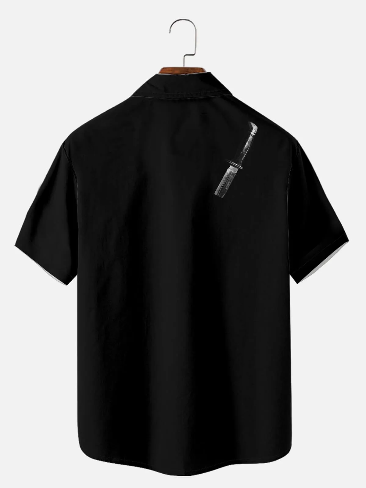 Men's Ghost Face Stripe Halloween Short Sleeve Shirt sold by Eleven Oasis product image thumbnail 3