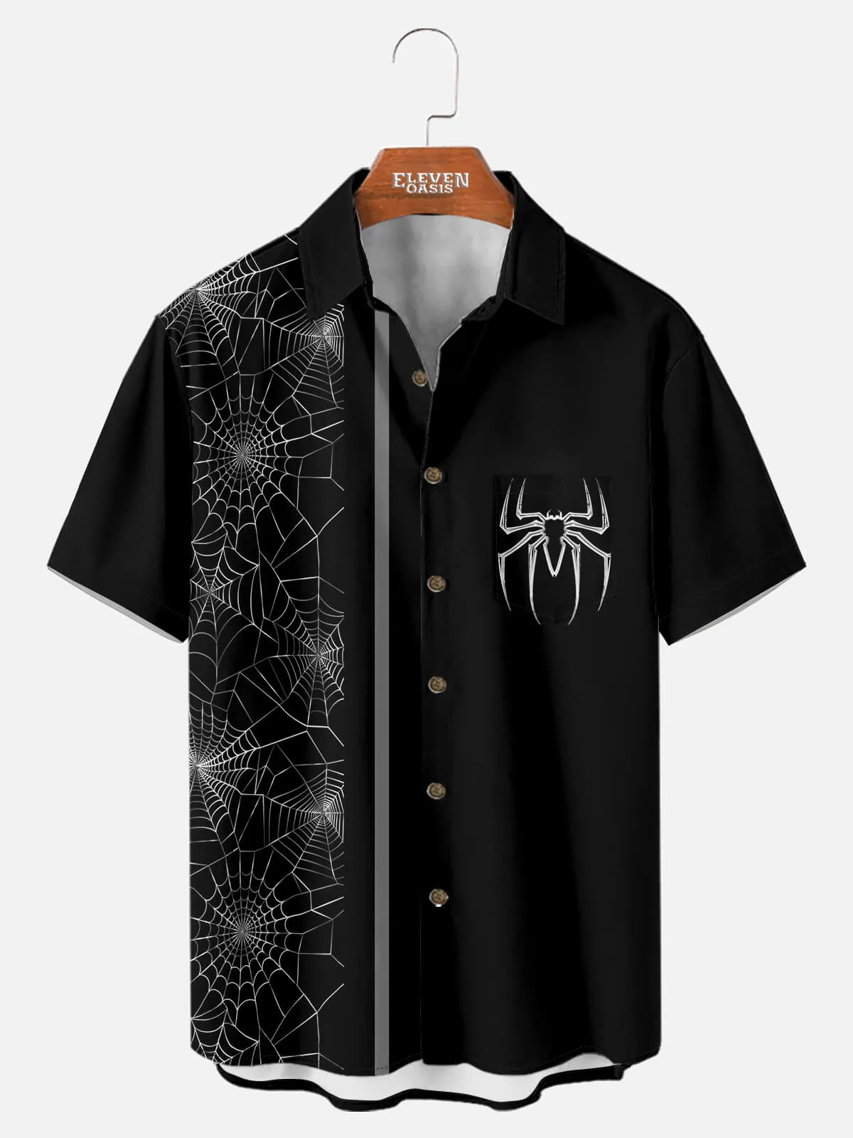 Men's Spiderweb Halloween Short Sleeve Shirt sold by Eleven Oasis