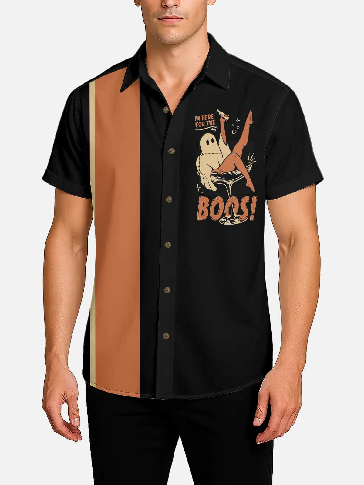 Men's I'm Here for the Boos Halloween Short Sleeve Shirt sold by Eleven Oasis product image thumbnail 2