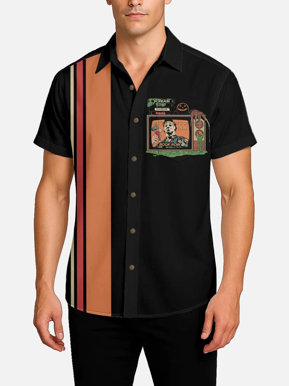 Men's Creepshow Inn Horror Short Sleeve Shirt sold by Eleven Oasis product image thumbnail 2