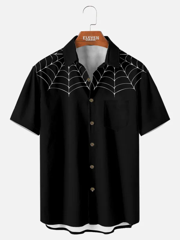 Men's Spiderweb Print Short Sleeve Shirt sold by Eleven Oasis