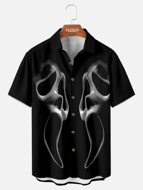 Men's Ghost Face Horror Short Sleeve Shirt sold by Eleven Oasis